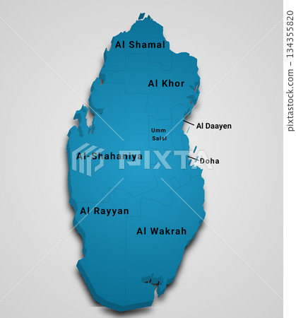 Qatar map, administrative map of Qatar country his names 134355820