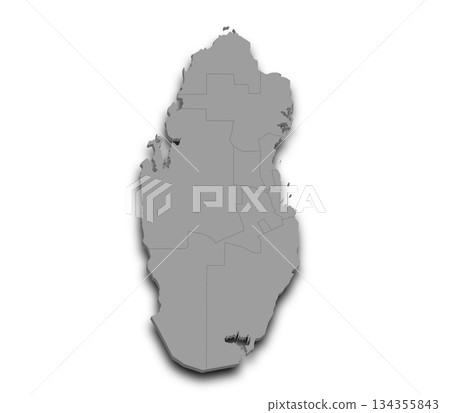 Qatar map, 3d Map of Qatar country with color. State of Qatar, Middle East 134355843