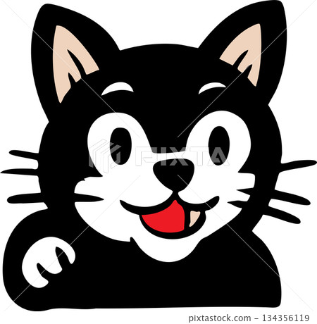 Cute Black Cat Face Icons Set with Different Expressions Cute Black Cat Face Icons Set with Different Expressions 134356119