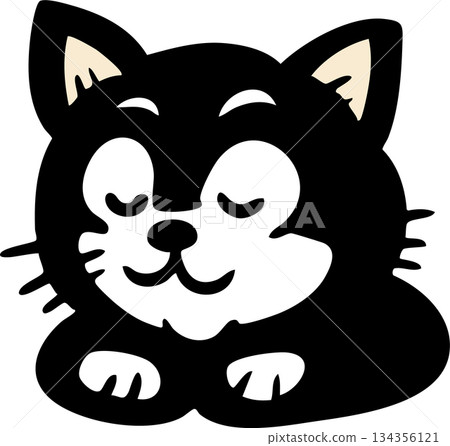 Cute Black Cat Face Icons Set with Different Expressions Cute Black Cat Face Icons Set with Different Expressions 134356121