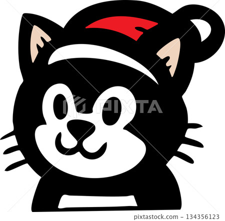 Cute Black Cat Face Icons Set with Different Expressions 134356123