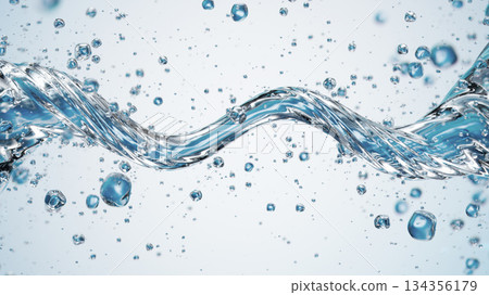 Dynamic Blue Water Wave With Bubbles In Clear Liquid Motion Across The Frame Dynamic Blue Water Wave With Bubbles In Clear Liquid Motion Across The Frame 134356179