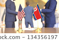 United States - North Korea nuclear summit scene, 3D rendering 134356197