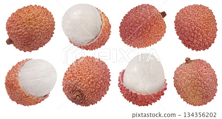 Lychee fruits isolated on white background with clipping path, full depth of field 134356202