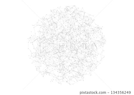 Abstract Plexus sphere or circle. Dots connected by lines. Technology abstract background. Minimalist mesh backdrop. Abstract polygonal shape. 134356249