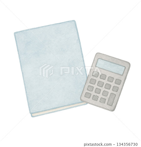 水彩插畫筆記本和計算機商務用品 134356730