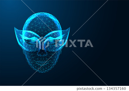 Digital face with glowing futuristic mask, cyber avatar and virtual identity vector illustration Digital face with glowing futuristic mask, cyber avatar and virtual identity vector illustration 134357160