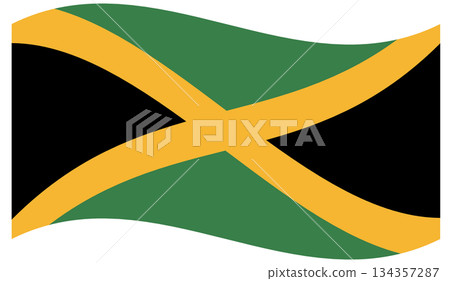 Waving flag of Jamaica isolated. Waving flag of Jamaica isolated. 134357287