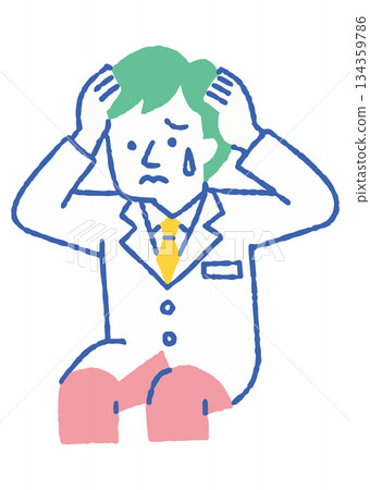 醫護人員擔心自己的頭部 134359786