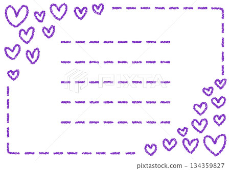 Hand-drawn crayon background heart frame card 134359827