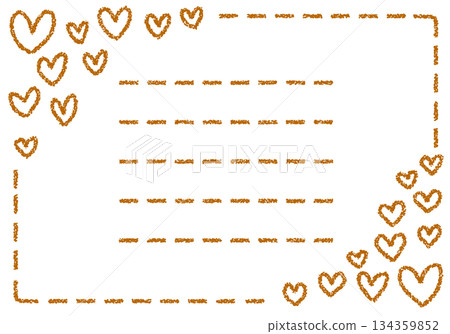 Hand-drawn crayon background heart frame card 134359852