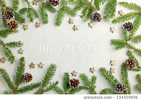 christmas tree and decorations, Christmas card 134359956
