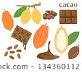 A set of illustrations of cocoa fruit and chocolate that can be used for Valentine's Day etc. 134360112