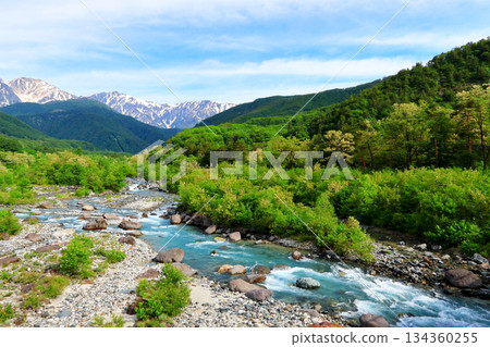 從松川白馬大橋看北阿爾卑斯山白馬三山 134360255