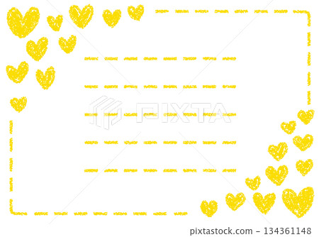 Hand-drawn crayon background heart frame card 134361148