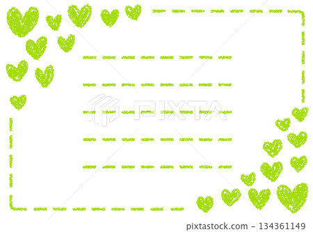Hand-drawn crayon background heart frame card 134361149