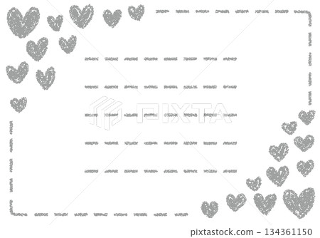Hand-drawn crayon background heart frame card 134361150