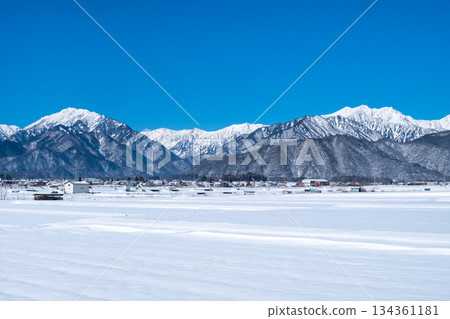 View of the Northern Alps from Omachi City (winter) View of the Northern Alps from Omachi City (winter) 134361181