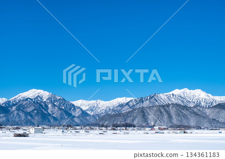 View of the Northern Alps from Omachi City (winter) View of the Northern Alps from Omachi City (winter) 134361183