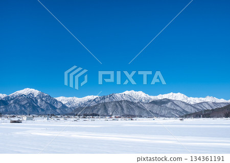 View of the Northern Alps from Omachi City (winter) View of the Northern Alps from Omachi City (winter) 134361191