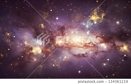 Glowing Galactic Core Surrounded by Cosmic Dust and Stars 134361219