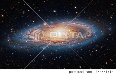 Majestic Spiral Galaxy with Bright Core in the Vast Universe 134361312