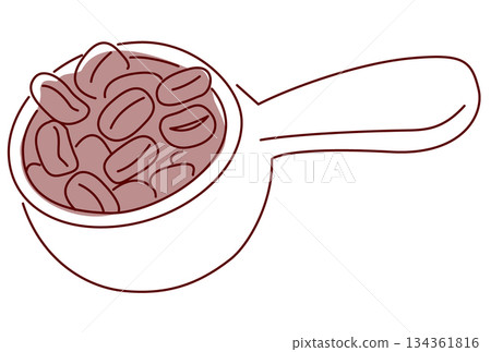 簡單的咖啡豆和勺子淺色插圖 簡單的咖啡豆和勺子淺色插圖 134361816