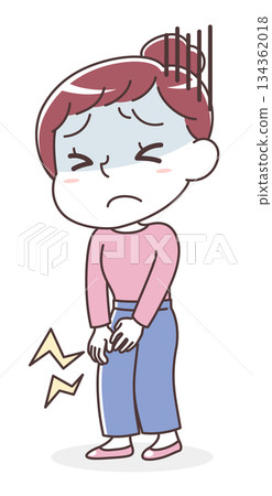 Illustration of a woman suffering from knee pain (joint pain, lack of exercise, rehabilitation) Illustration of a woman suffering from knee pain (joint pain, lack of exercise, rehabilitation) 134362018