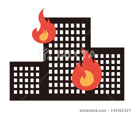 建築物著火的示意圖（黑色） 134362327