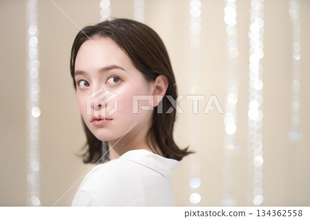 Beauty image of a young woman with semi-long hair 134362558