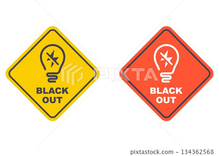 Blackout icon, yellow sticker. 134362568