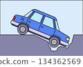 The car fell into a hole. 134362569