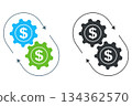 Icon of the economic mechanism and money circulation. 134362570