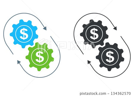 Icon of the economic mechanism and money circulation. Icon of the economic mechanism and money circulation. 134362570