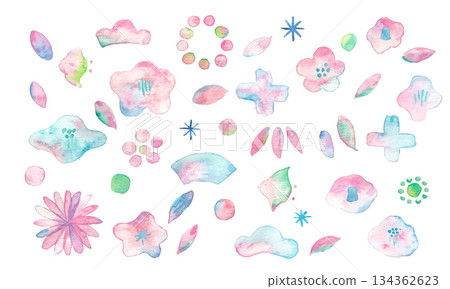 Watercolor painting. Watercolor New Year's card material. Japanese-style cherry blossom and camellia watercolor vector frame. Floral watercolor New Year's card template. Watercolor painting. Watercolor New Year's card material. Japanese-style cherry blossom and camellia watercolor vector frame. Floral watercolor New Year's card template. 134362623