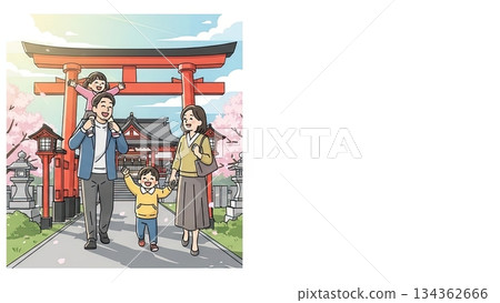 新年第一次參拜神社的簡單背景插圖 134362666