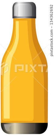 Yellow Beverage Bottle with Silver Cap Vector Illustration 134362692