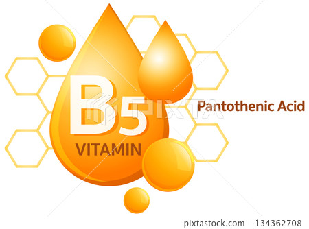 Vitamin B5 Pantothenic Acid Golden Drop Vector Illustration Vitamin B5 Pantothenic Acid Golden Drop Vector Illustration 134362708