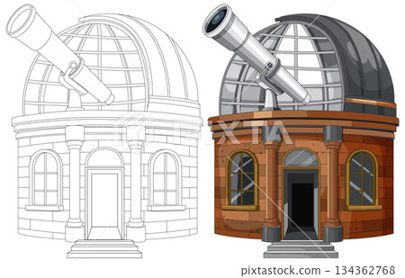Vector Observatory Building With Large Telescope Illustration Vector Observatory Building With Large Telescope Illustration 134362768