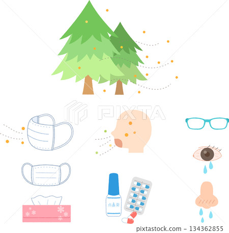 花粉症圖標集 花粉症圖標集 134362855