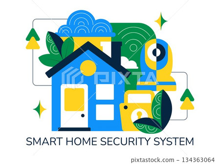 Smart Home Security Vector Illustration Featuring Home Automation Controlled Via Smartphone Through an Integrated Electronic System Background Smart Home Security Vector Illustration Featuring Home Automation Controlled Via Smartphone Through an Integrated Electronic System Background 134363064