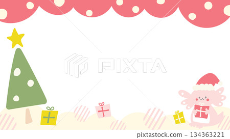 可愛的影片串流背景 84：墨西哥鈍口蠑螈聖誕節 134363221