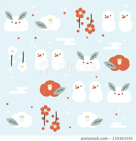 Cute winter scenery illustration Cute winter scenery illustration 134363345