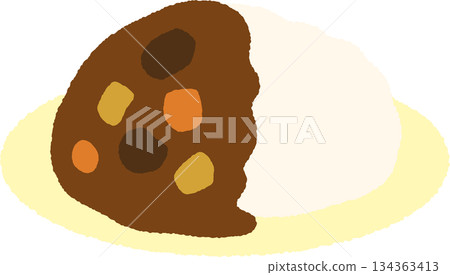 Hand-drawn food icon illustration: curry Hand-drawn food icon illustration: curry 134363413