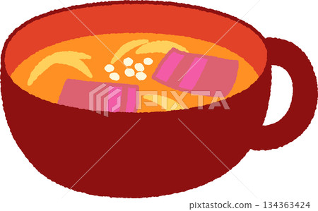 Hand-drawn food icon illustration: Consommé soup Hand-drawn food icon illustration: Consommé soup 134363424