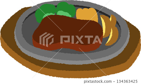 Hand-drawn food icon illustration: steak Hand-drawn food icon illustration: steak 134363425