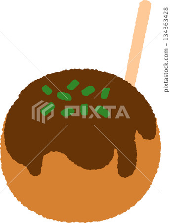 Hand-drawn food icon illustration: Takoyaki Hand-drawn food icon illustration: Takoyaki 134363428