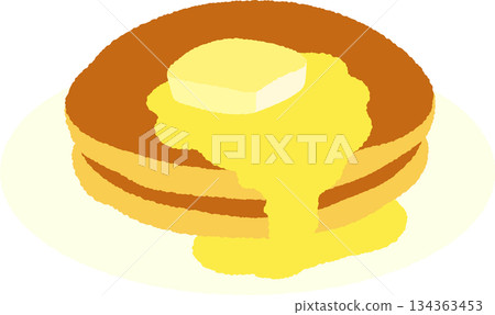 手繪食物圖示插圖：煎餅 134363453