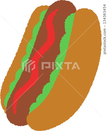 Hand-drawn food icon illustration: Hot dog Hand-drawn food icon illustration: Hot dog 134363454