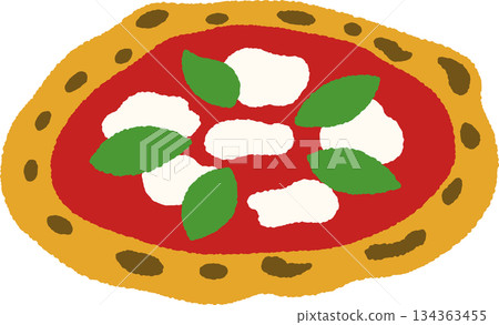 Hand-drawn food icon illustration Margherita 134363455